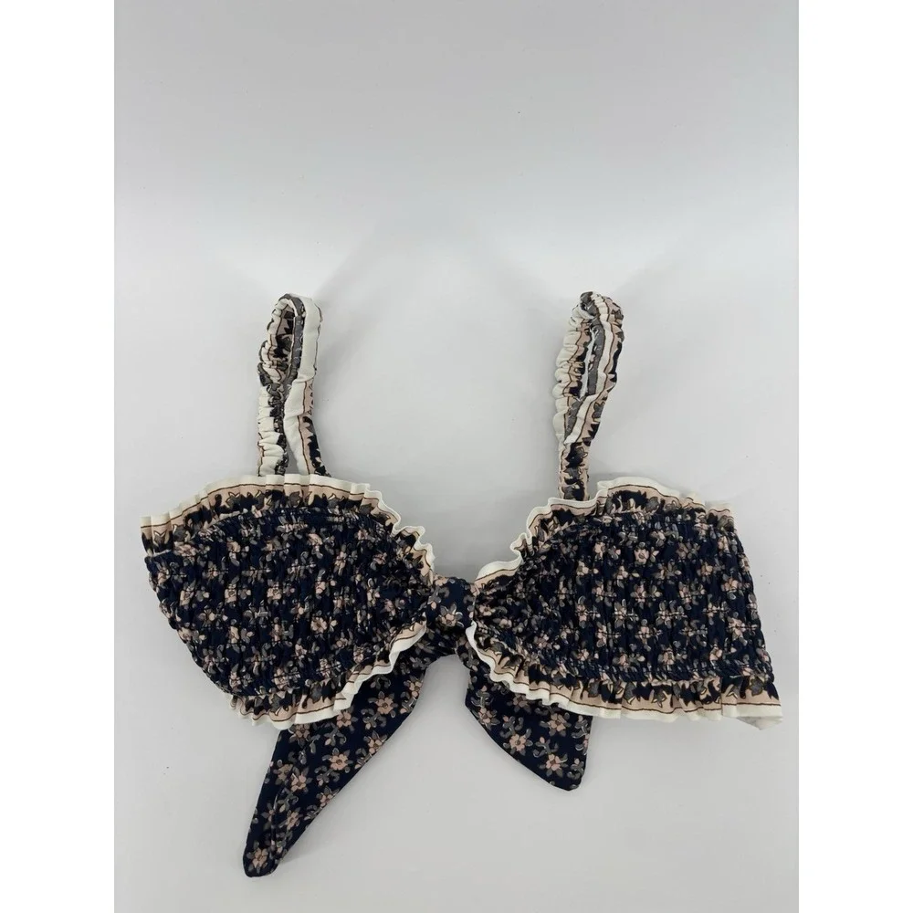 Sea New York Jasper Border Print Bikini Top Sz XS Swimwear Floral Boho $165